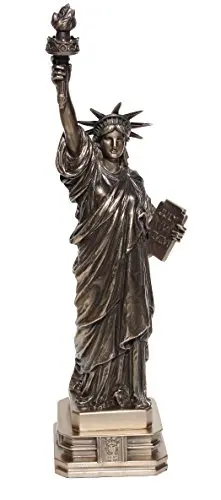 Statue of Liberty cold cast bronze figurine, detailed torch and tablet