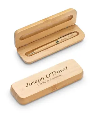 Personalized bamboo wood pen and case set