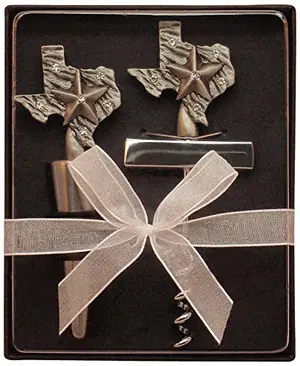 Fei Gifts Texas wine set with rhinestone stopper and corkscrew