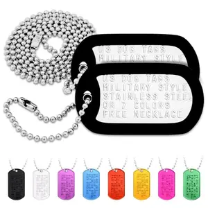 GoTags US military ID dog tag set with ball chain and colored silencers