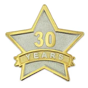 PinMart gold and silver service star lapel pin with sandblasted background