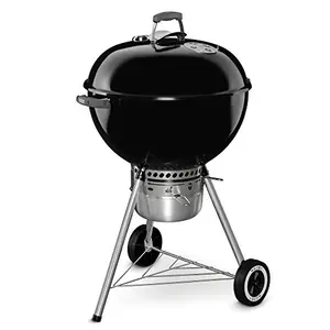 Weber Original Kettle Premium Charcoal Grill, 22-inch, black, with built-in thermometer and high-capacity ash catcher