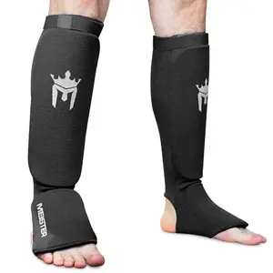 Meister MMA Elastic Cloth Shin Guards in black, youth/x-small