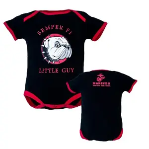 Baby bodysuit with Semper Fi print, featuring a bold Marine Corps slogan on a soft cotton onesie