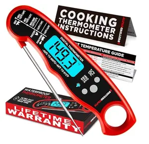 Alpha Grillers digital meat thermometer with black and red design