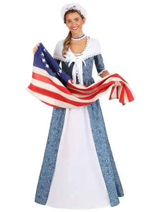 Fun Costumes women's Betsy Ross costume with bonnet, shawl, and flag