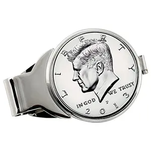 JFK Half Dollar Money Clip with proof coin and rhodium finish