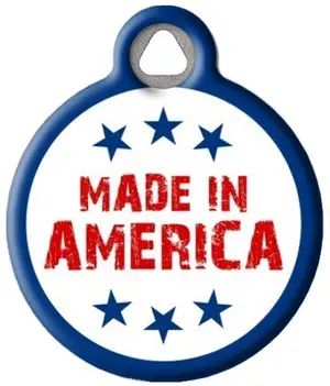 Dog Tag Art printed American flag pet ID tag with polymer coating