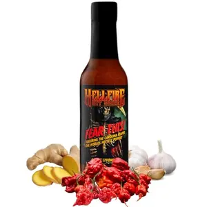 Hellfire Fear This Carolina Reaper hot sauce bottle