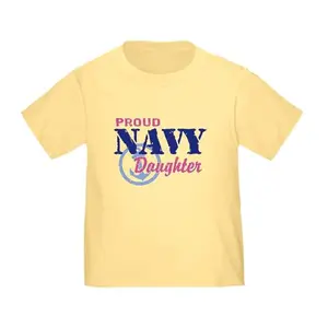 Toddler girl wearing a Proud Navy Daughter t-shirt