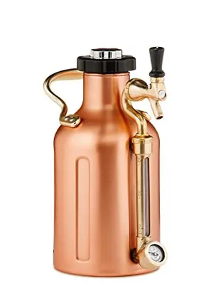 GrowlerWerks uKeg copper carbonated growler with pressure gauge
