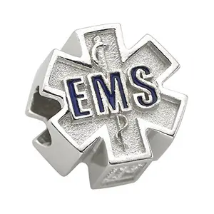 Sterling silver EMS star of life charm that fits Pandora bracelet