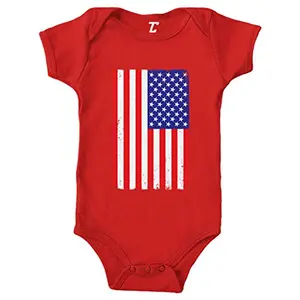 Tcombo red distressed American flag baby onesie with 'Murica text