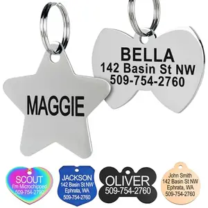 GoTags stainless steel star-shaped patriotic pet ID tag