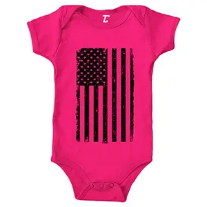 Tcombo Distressed Black American Flag baby onesie in black with white stars
