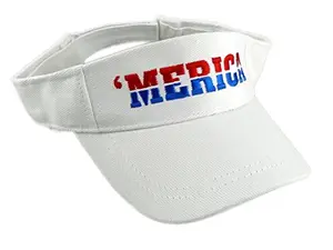 Navy blue visor with 'Merica embroidered in bold letters on the front