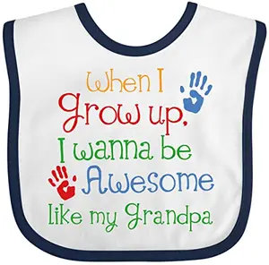 White and navy Awesome Like My Grandpa baby bib