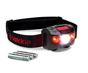 VEKKIA headlamp showing red and white LEDs