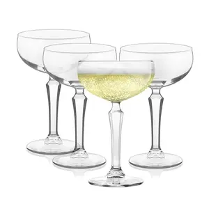 Libbey Capone Speakeasy coupe glasses set of 4 on a bar