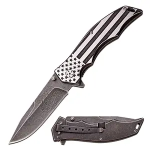 MTech USA tactical knife with Don't Tread on Me etching and American flag handle