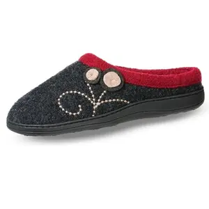 Acorn Women's Indoor/Outdoor Clog Slippers in charcoal button wool
