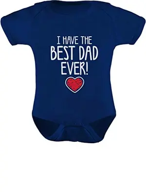 Navy baby bodysuit reading 'Best Dad Ever' with a heart, perfect for daddy's coming home outfit