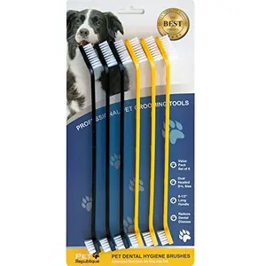 Pet Republique dog toothbrush set with dual heads in two colors