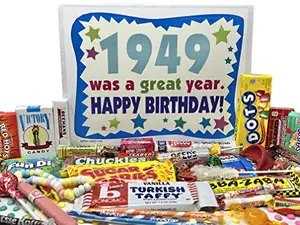 Retro Candy Yum 1949 birthday gift box with assorted vintage candies