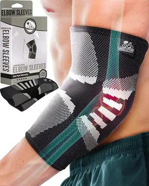 Nordic Lifting elbow sleeves providing support during bench press