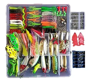 PWWDADA 275-piece fishing lure set in portable tackle box
