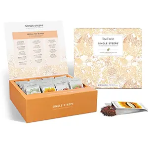 Tea Forte Single Steeps Loose Leaf Tea Sampler Tea Chest with 28 Pouches