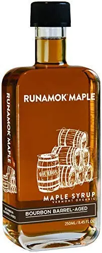 Runamok Organic Bourbon Barrel Aged Vermont Maple Syrup 8.45 oz glass bottle
