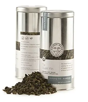 Golden Moon Tea Tie Guan Yin Oolong tin with loose leaf tea