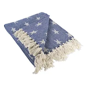 DII patriotic throw blanket with star pattern and tassels on grass