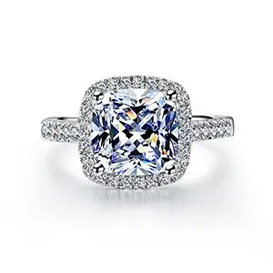 TenFit 3 carat simulated diamond ring in platinum plated silver