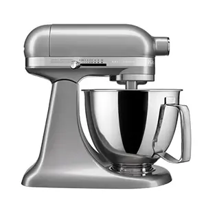 KitchenAid Artisan Mini stand mixer in contour silver with whisk attached