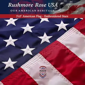 Rushmore Rose USA American Flag 3x5 nylon