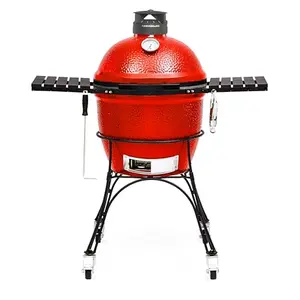 Kamado Joe Classic II 18-inch ceramic grill in red with side shelves