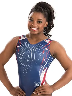 GK Simone Biles leotard with firecracker sequin design