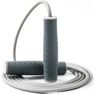 1 pound weighted jump rope with gray cord and comfortable silicone handles for all fitness levels