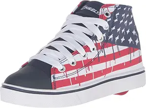 HEELYS Hustle American Flag high top sneaker with wheel, blue with red and white star design