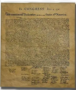 Full-size Declaration of Independence replica on antiqued parchment