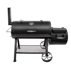 Oklahoma Joe's Longhorn Reverse Flow Offset Charcoal Smoker and Grill, black, with 1060 sq. in. cooking area