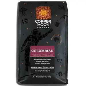Copper Moon Medium Roast Whole Bean Colombian Blend bag