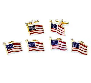 MRCUFF American flag cufflinks and shirt studs set
