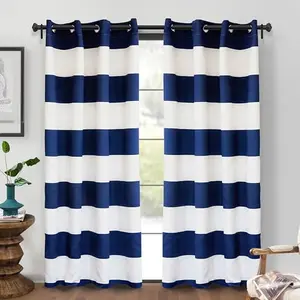 DriftAway navy and white striped room darkening curtains with grommet top