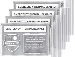 Swiss Safe 4-Pack Mylar Emergency Blankets