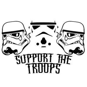 Support The Troops Stormtrooper decal on car window