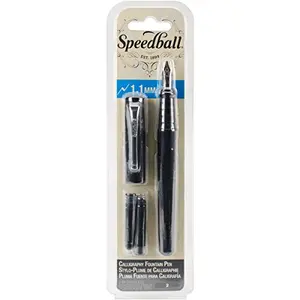 Speedball calligraphy fountain pen with 1.1mm nib and two ink cartridges