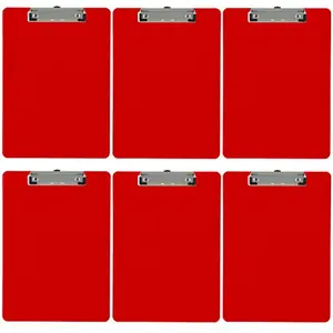 Trade Quest red plastic clipboards 6-pack on a white background
